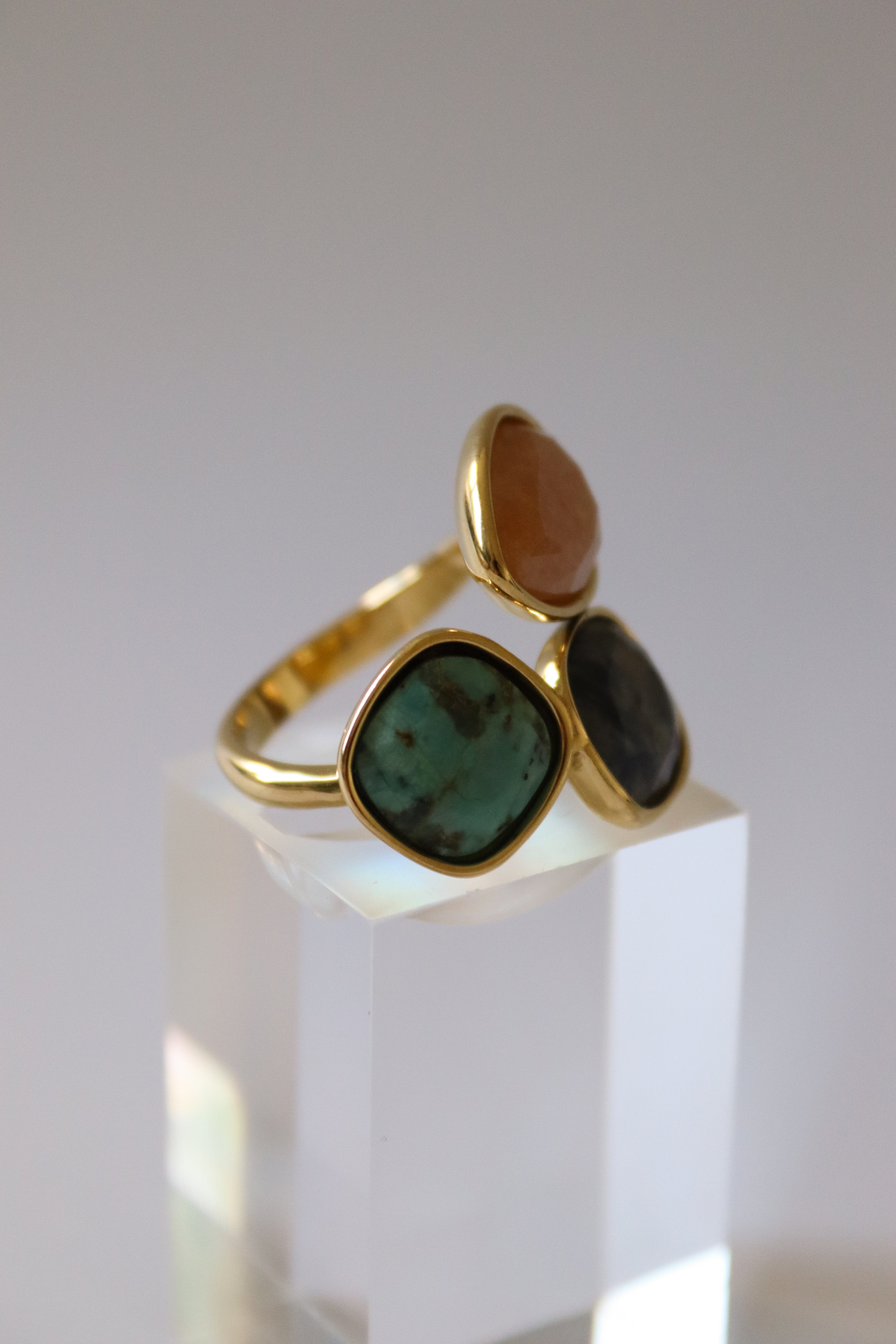 Bague Capri - Aventurine, Turquoise, Labradorite